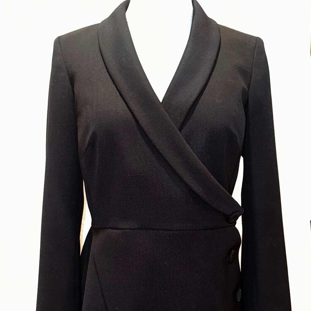 The Fold London EC1 Asymmetric Jacket, Ultimate Wool in Navy Blue, US 6